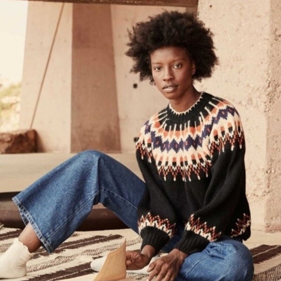 DOEN Black Aberdeen Fairisle Sweater Soft Baby Alpaca Blend size XS - Picture 1 of 10